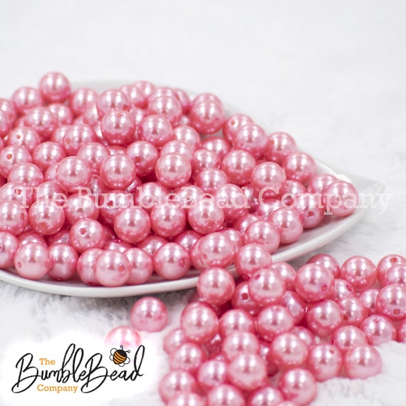12mm Pink Pearl Acrylic Bubblegum Beads, Acrylic Gumball Beads in