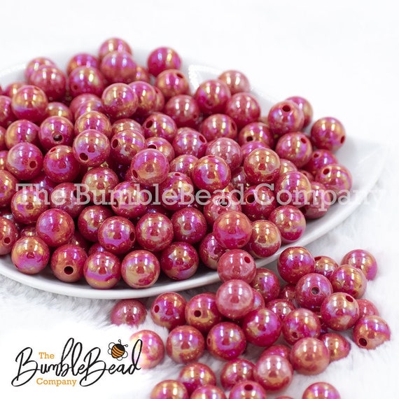 12MM Hot Pink AB Pearl Chunky Bubblegum Beads, Acrylic Gumball
