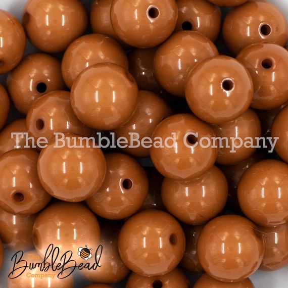 20MM Caramel Brown Solid Chunky Bubblegum Beads, Acrylic Gumball