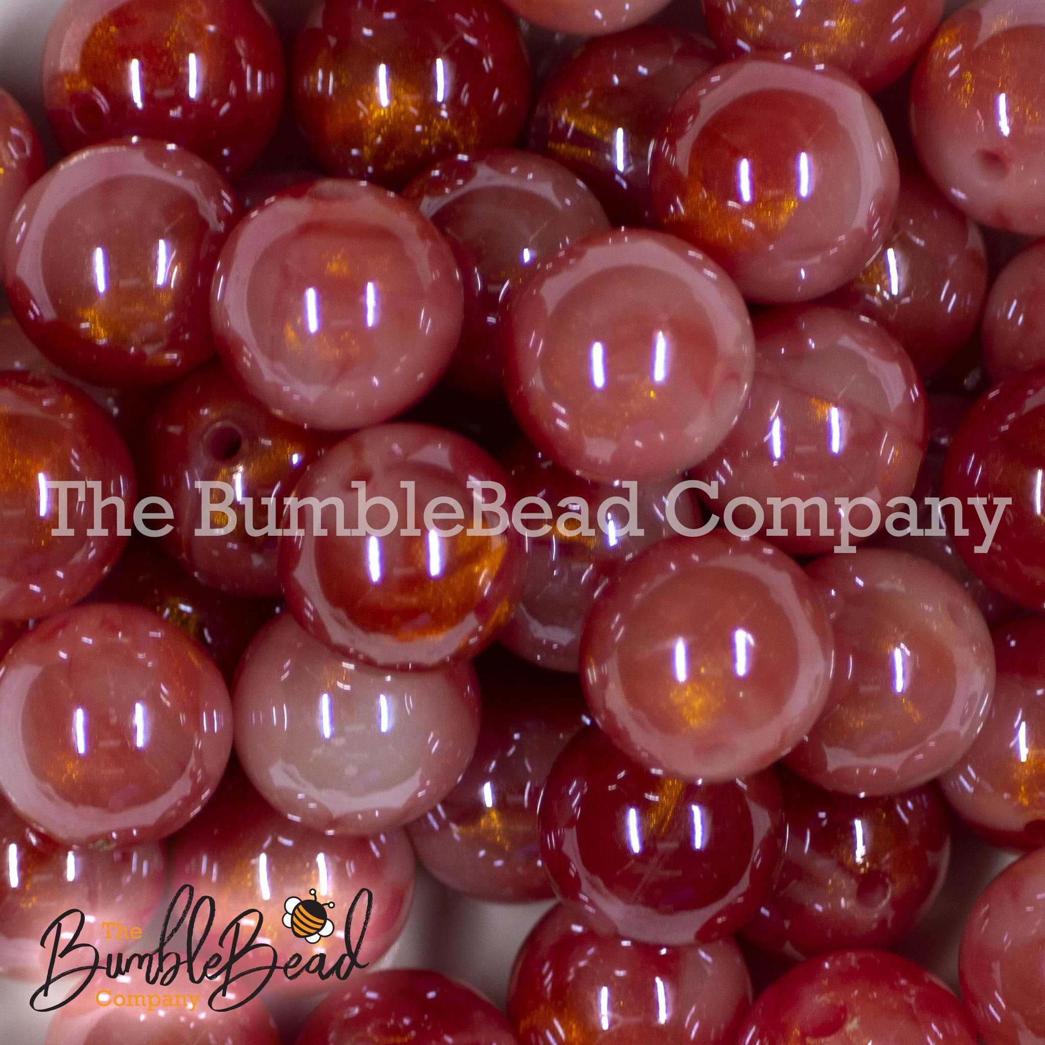 20mm Pink Coral Galaxy Chunky Bubblegum Beads, Glitter Acrylic Beads, 20mm Bubble Gum Beads, 20mm Shiny Chunky Beads