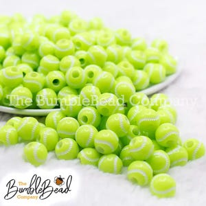 12mm Tennis Ball Acrylic Bubblegum Beads, Acrylic Gumball Beads in Bulk, 12mm Bubblegum Beads, Sports Beads