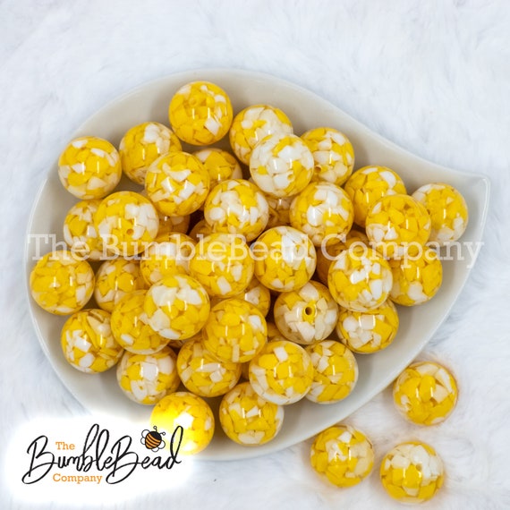 16mm Pastel Yellow Ab Solid Acrylic Chunky Bubblegum Beads, Beads
