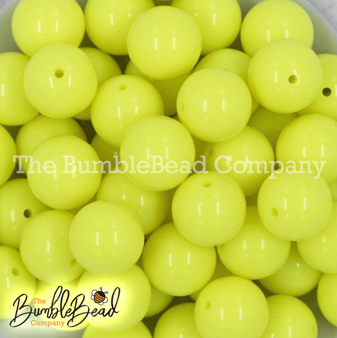 20MM Neon Yellow Solid Chunky Bubblegum Beads Acrylic Gumball Etsy