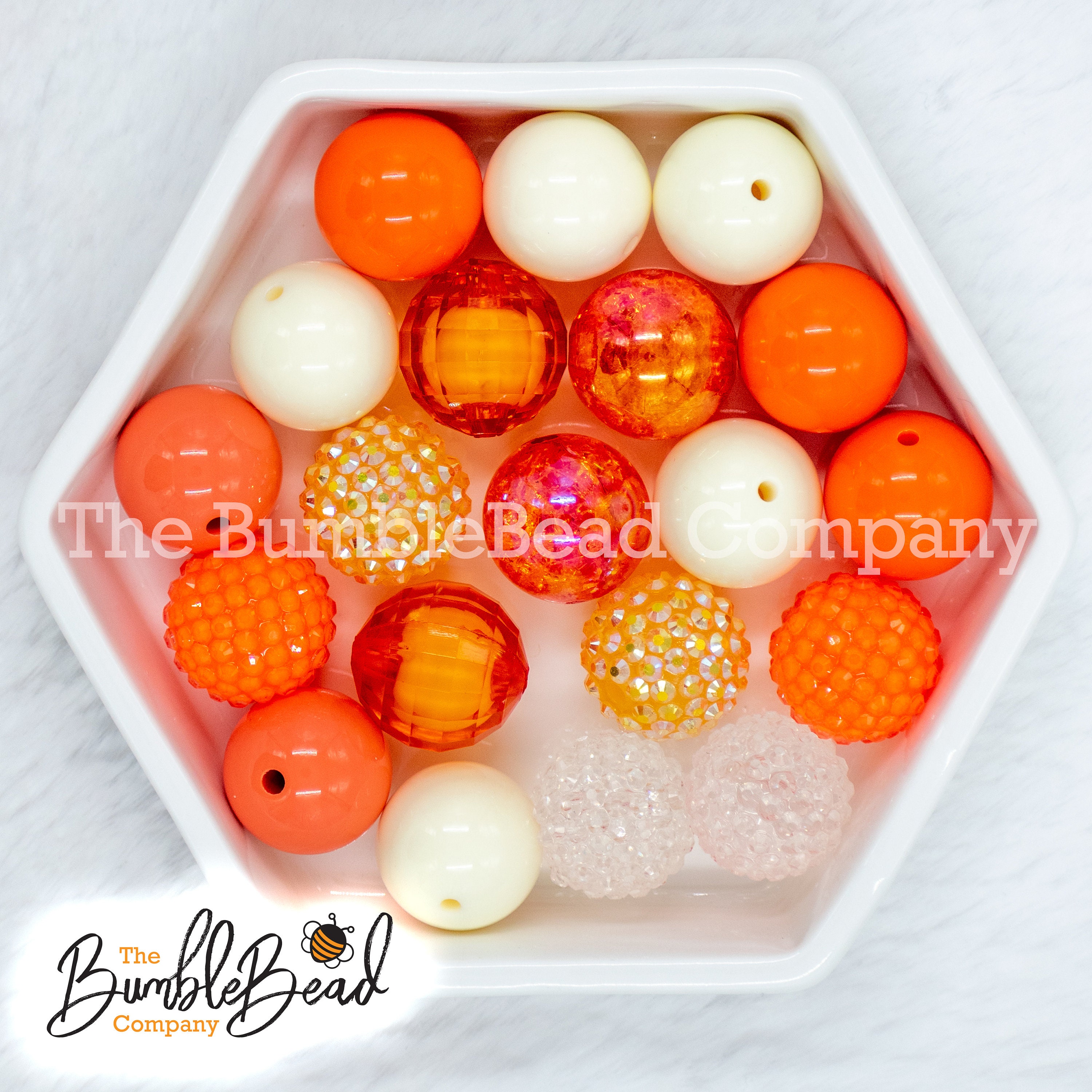 20MM Orange Julius Mix Basic Chunky Bubblegum Beads Resin Etsy