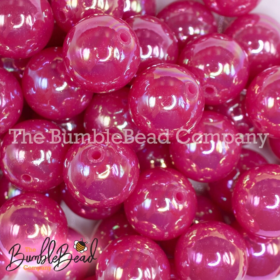 20mm Raspberry Red Jelly AB Style Acrylic Chunky Bubblegum Beads ...