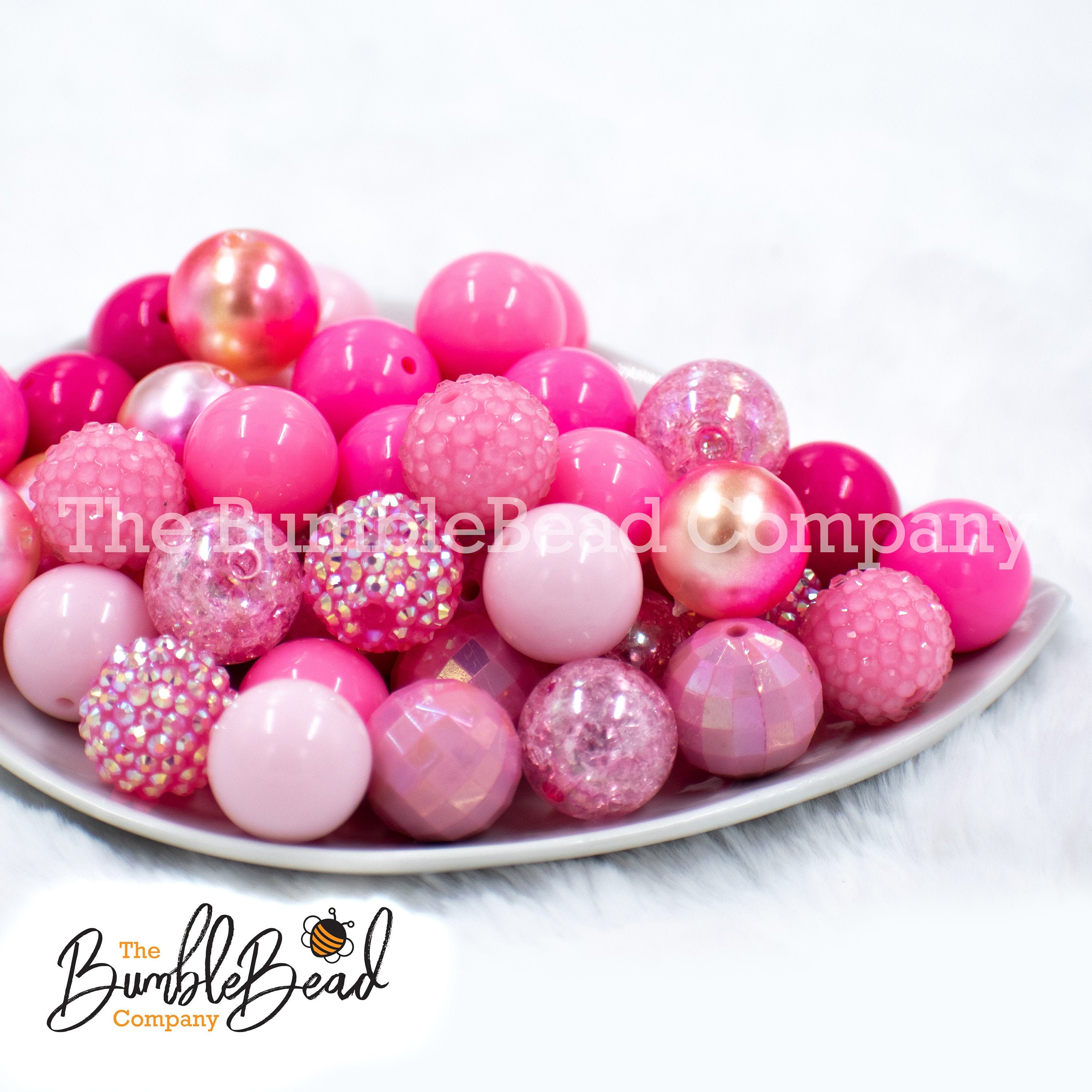 100 count RANDOM bulk 20mm bubblegum beads - keychain - lanyard- beadable  pen