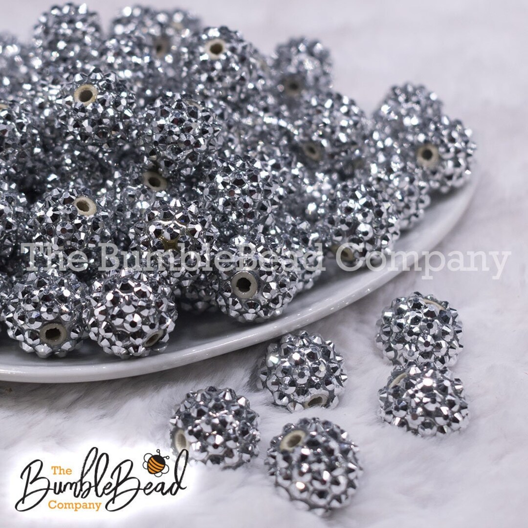 16mm Silver Rhinestone AB Jewelry Beads, Resin Rhinestone Beads in Bulk ...