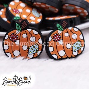 Fall Pumpkin Silicone Focal Bead Accessory - 30mm x 27mm,  Silicone beads