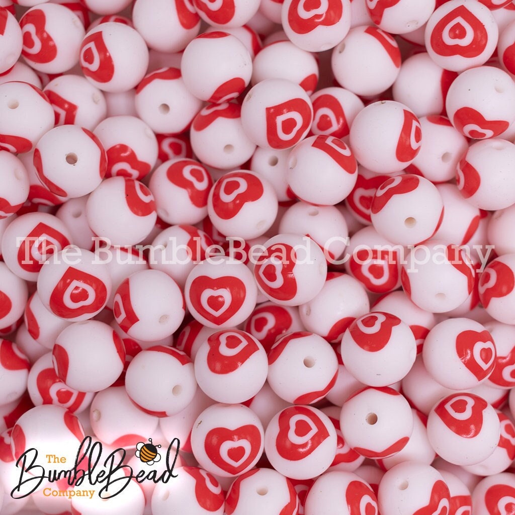 Triple Heart Valentine's Day Silicone Focal Beads--Red – USA