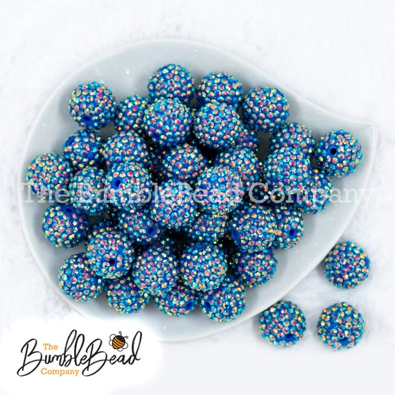 20mm Royal Blue Streak Rhinestone AB Bubblegum Bead, Resin Beads in Bulk, 20mm  Beads, 20mm Bubble Gum 