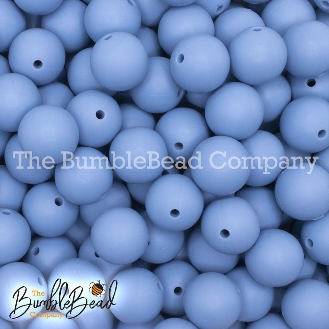 15mm Powder Blue Silicone Beads, Silicone Beads in Bulk, 15mm Silicone