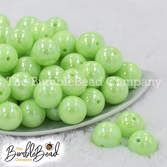 20MM Matte Mint Green Solid Chunky Bubblegum Beads, Acrylic Beads