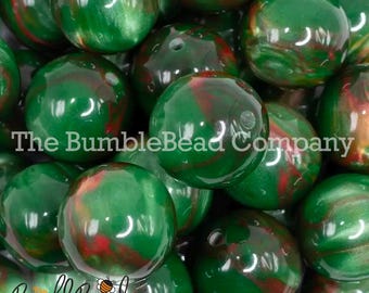 20mm Dark Green Illusion Glitter Chunky acrylic Bubblegum Bead, Resin Beads in Bulk, 20mm Beads, 20mm Glitter Bubble Gum Beads