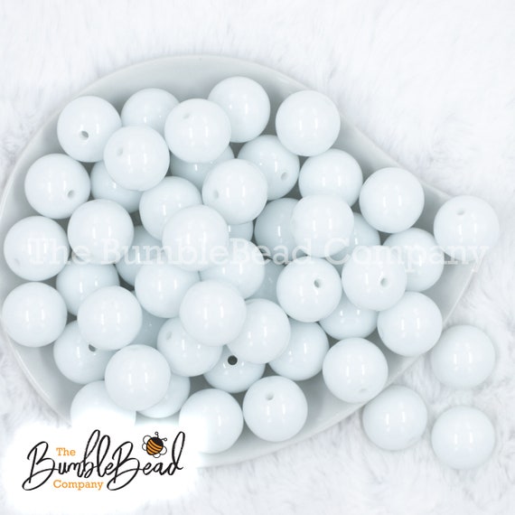 20mm White Solid Bubblegum Beads