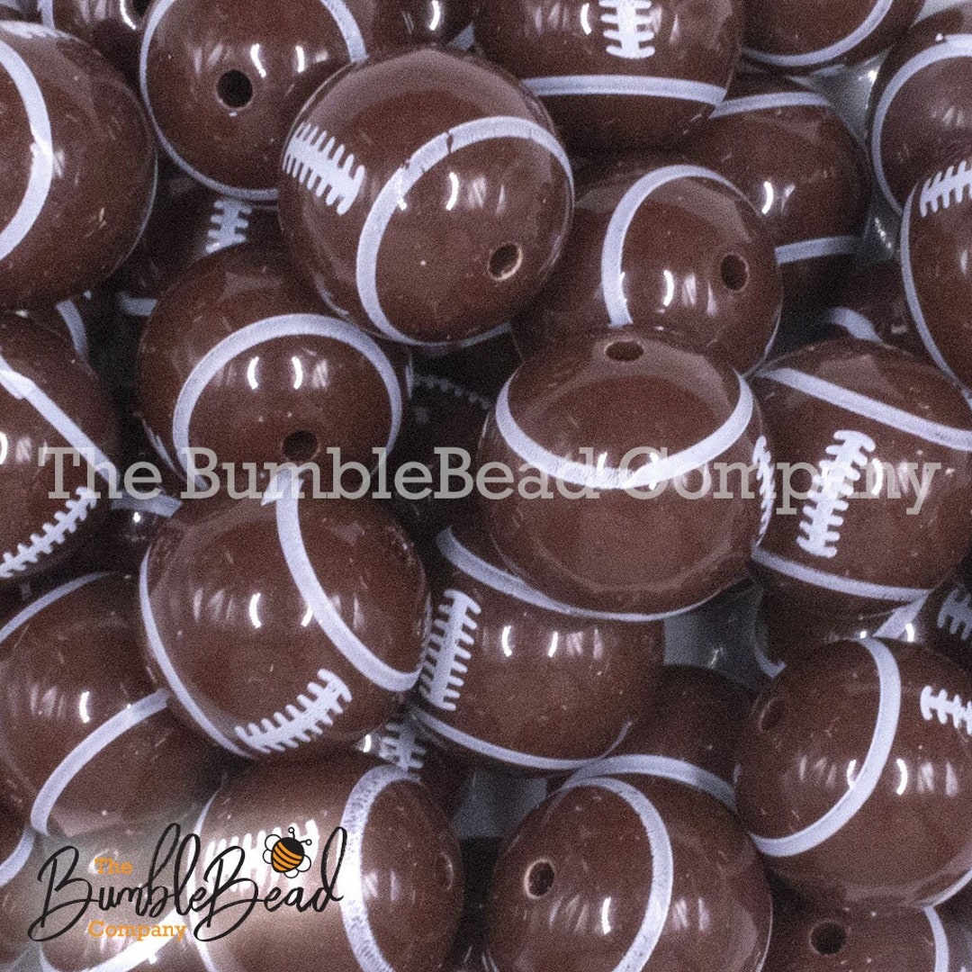 20mm Football Print Chunky Acrylic Bubblegum Beads, Acrylic Gumball