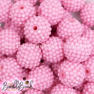 20MM Pink on Pink Rhinestone Bubblegum Bead, Resin Beads in Bulk, 20mm Beads, 20mm Bubble Gum Beads, 20mm Shiny Chunky Beads