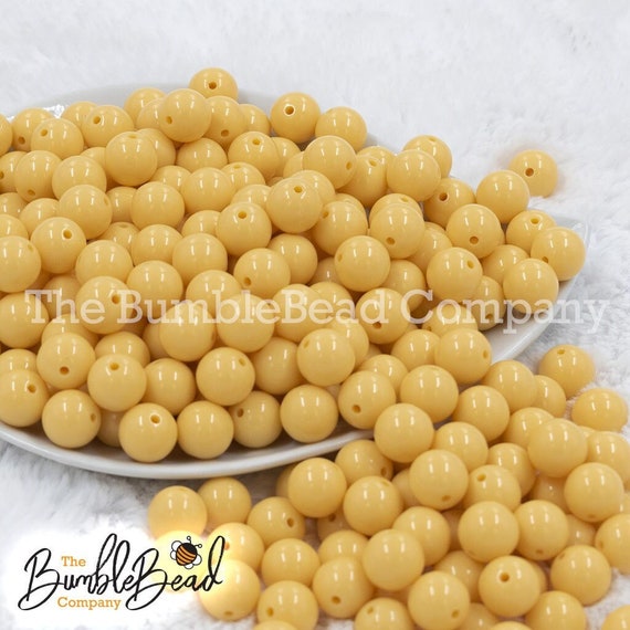 12mm Blonde Yellow Solid Acrylic Bubblegum Beads, Acrylic Gumball
