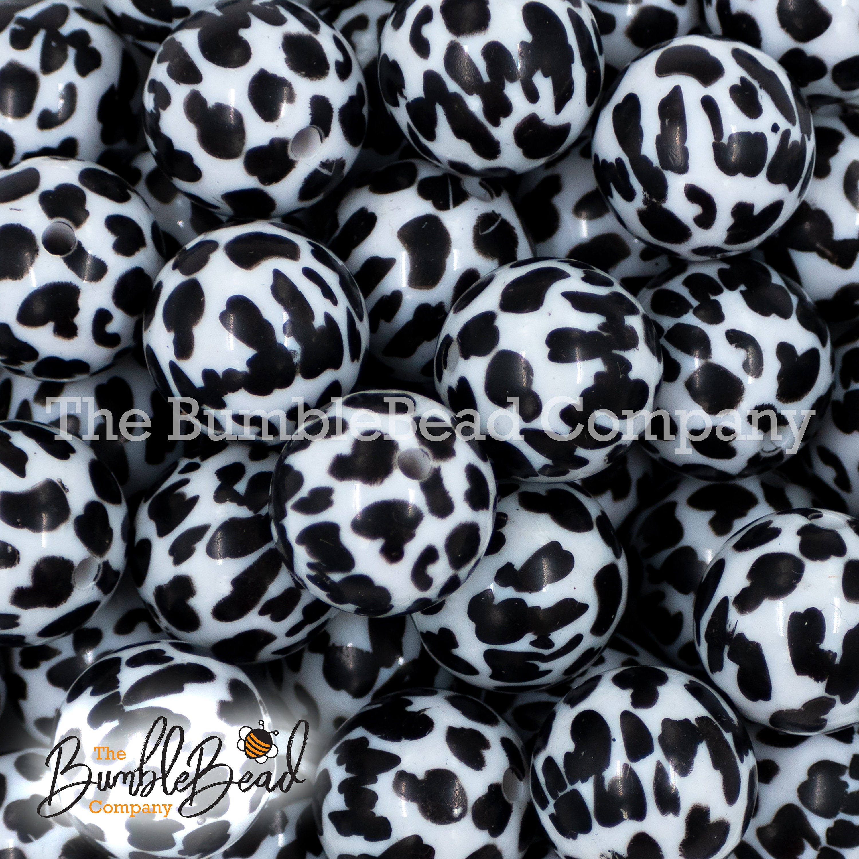 20MM Negro con blanco animal impresión Chunky Bubblegum | Etsy