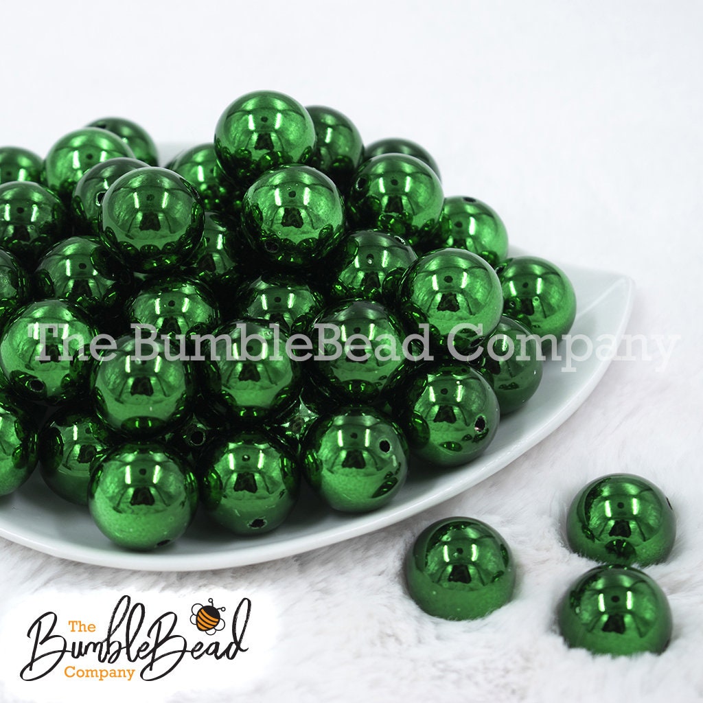 GREEN BUBBLEGUM BEADS 20mm - 10 - Rhinestone Polka Dot Chunky Beads, B –  Posh Glitter, LLC