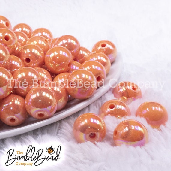 16mm Orange AB Solid Acrylic Chunky Bubblegum Beads, Acrylic Beads