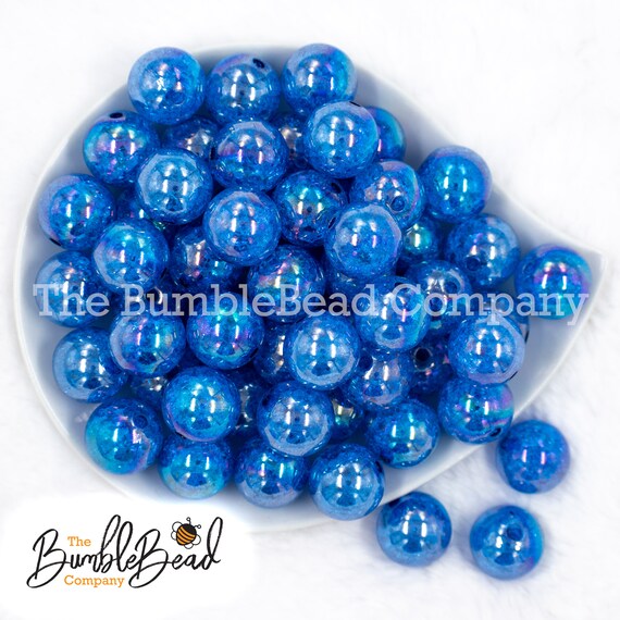 20mm Sports Baseball Print Chunky Acrylic Bubblegum Beads
