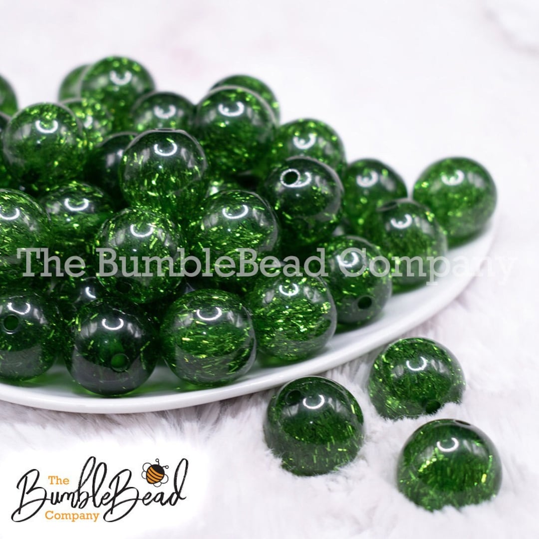 20MM Green Tinsel Glitter Sparkle Chunky Bubblegum Beads, Acrylic Beads in  Bulk, 20mm Bubble Gum Beads, 20mm Shiny Beads 