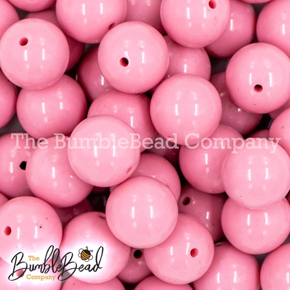 20mm Light Pink Solid Bubblegum Beads, Acrylic Gumball Beads in