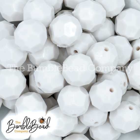 20mm White Solid Bubblegum Beads