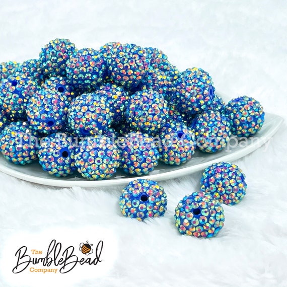 20mm Royal Blue Streak Rhinestone AB Bubblegum Bead, Resin Beads in Bulk, 20mm  Beads, 20mm Bubble Gum 