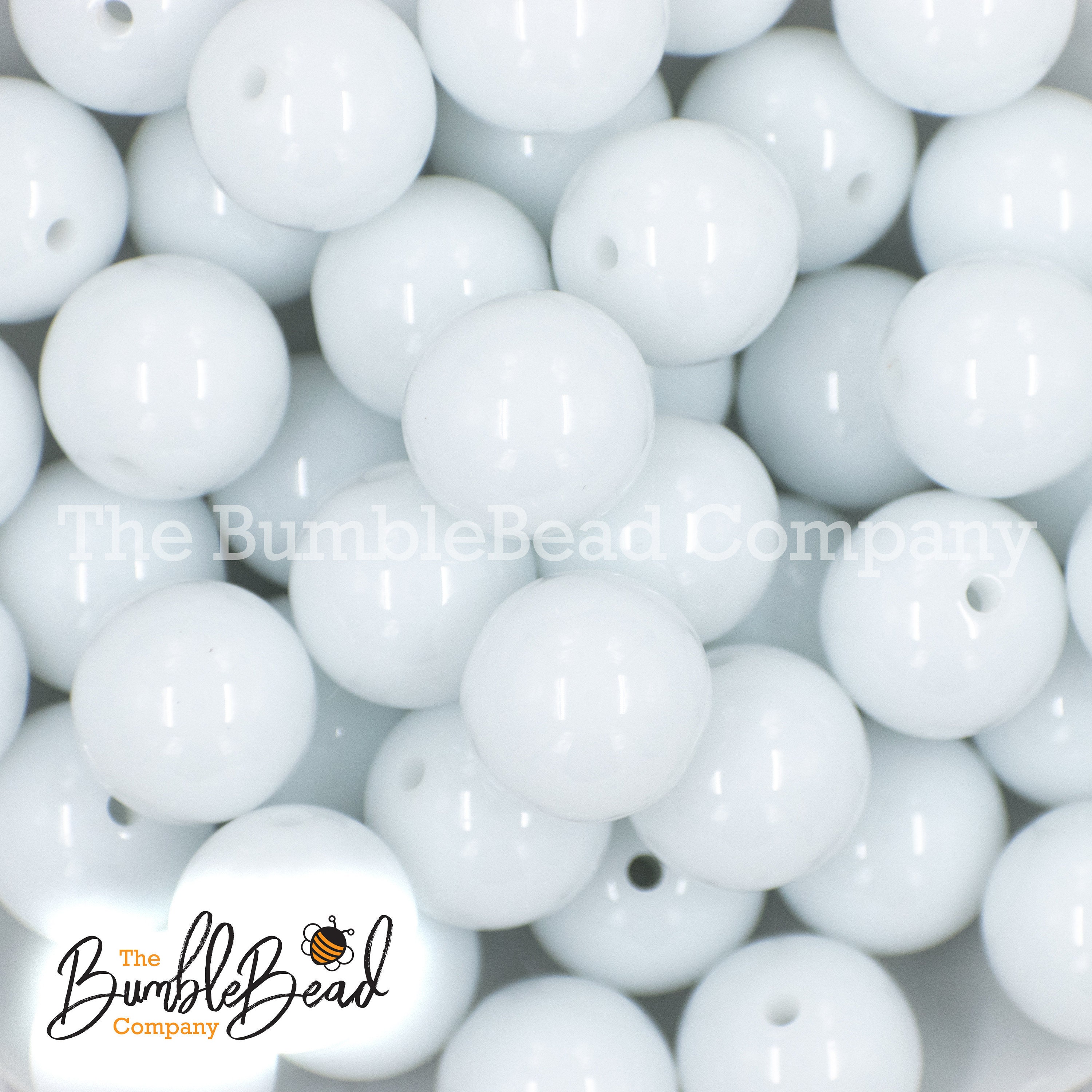 White Pony Beads, Acrylic Smooth White Loose Beads, Plastic Bubblegum Beads,  Chunky Beads, Spacer Beads 253 