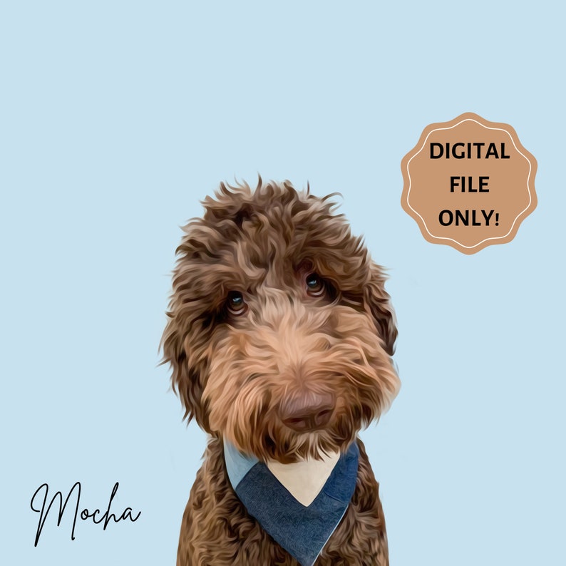 DIGITAL Custom Pet Portrait Solid Color, DIGITAL FILE, Dog Portrait, Gift for Pet Lovers image 4