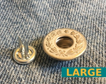 Jean Top Button (5/15pcs) — 'Frosted' Nickel Laurel Wreath Button