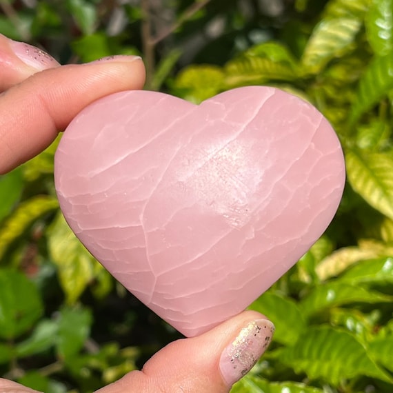 Pink Opal Heart Puffy Heart Crystal Heart Smooth Pink Opal Etsy