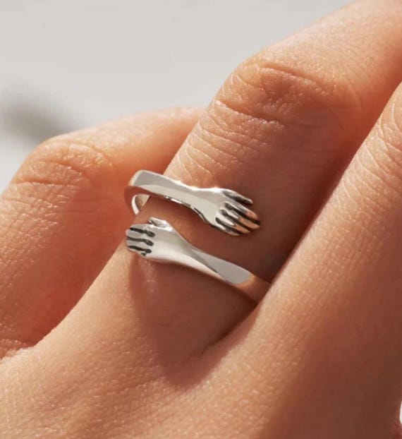 925 Sterling Silver Hug Ring – Adjustable Open Wrap Ring – Gift of