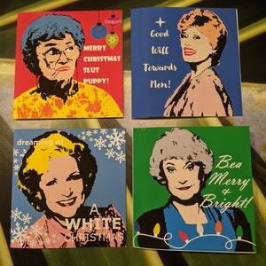 Golden Girls, 4er Set, Weihnachtskarte, Urlaubskarte, Grußkarte, Grußkarte
