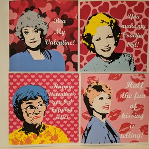 Set aus 4 Golden Girls Valentinstag Karten