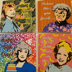 4er Set Golden Girls Geburtstagskarten mit Botschaften