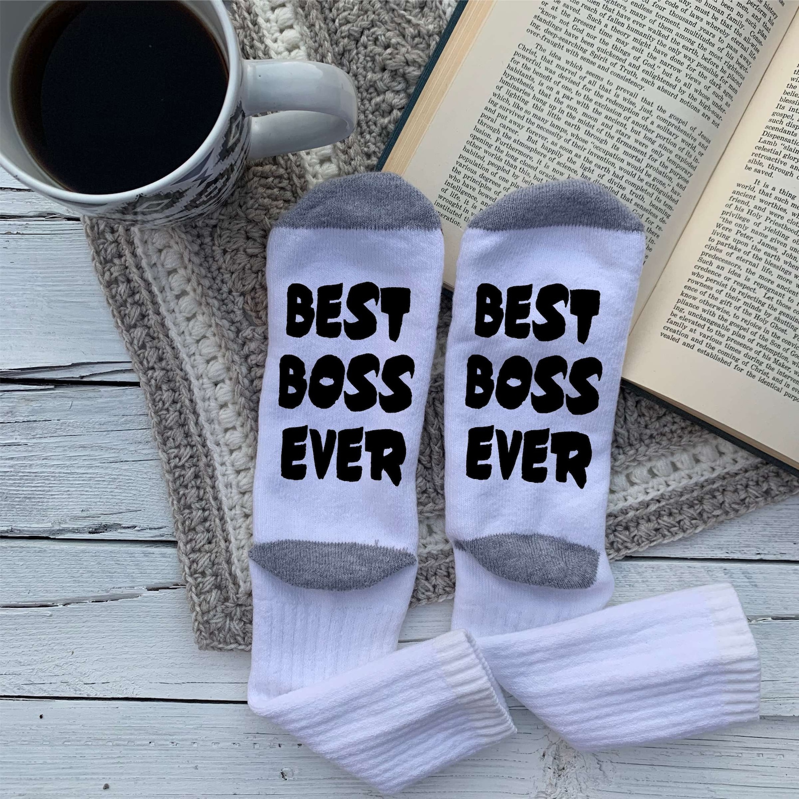 BEST BOSS EVER Socks Socks With Words on the Bottom Socks Etsy