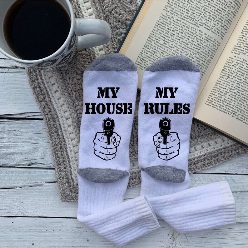 Mens Funny Socks With Gun Funny Quote Socks Socks With Words Etsy