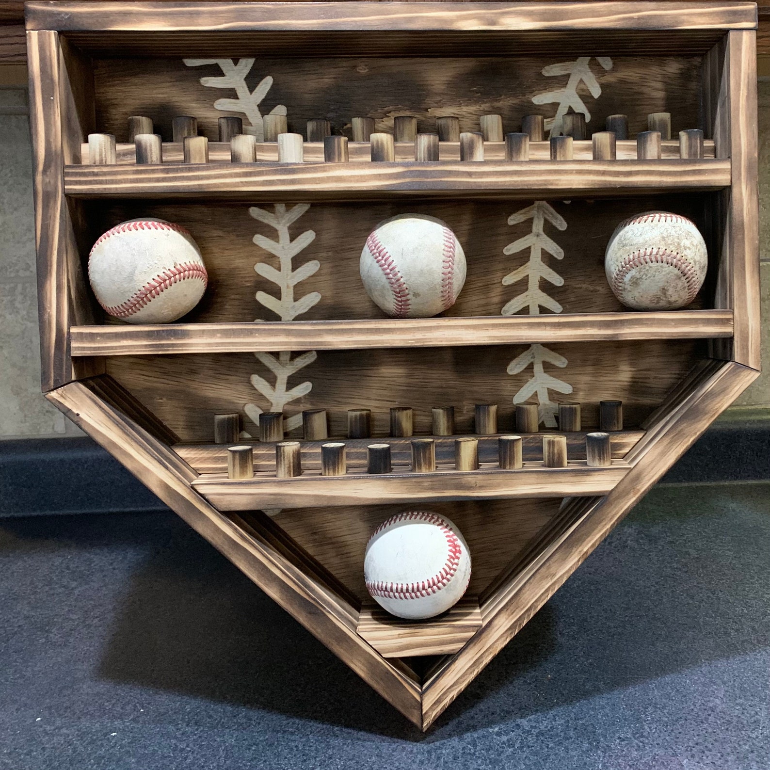Baseball and Ring Display Rustic Etsy