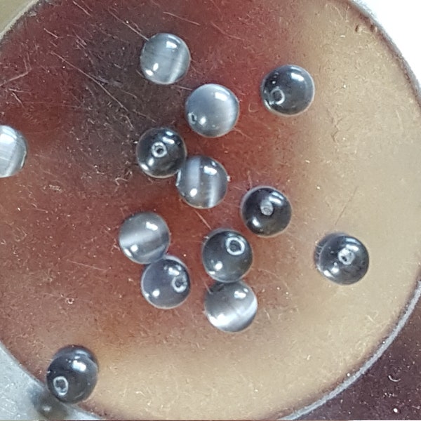 Perles - Oeil de chat gris anthracite 4mm