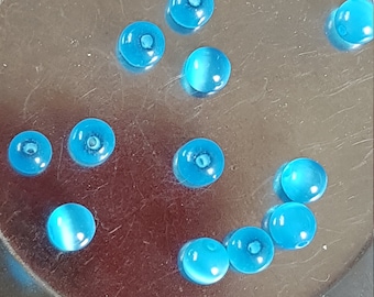 Beads - Turquoise blue cat's eye 4mm