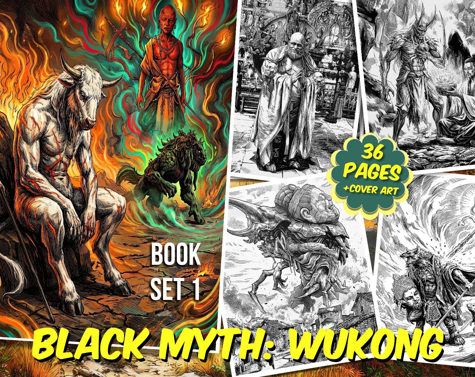 Black Myth: Wukong コンセプトアート集 Wukongアートブックギフトボックス、漫画ゲーム、黒神話、ポスター