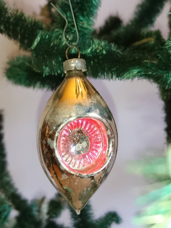 Antique Christmas Ball Reflex Ball Olive 1930 S Christmas Etsy