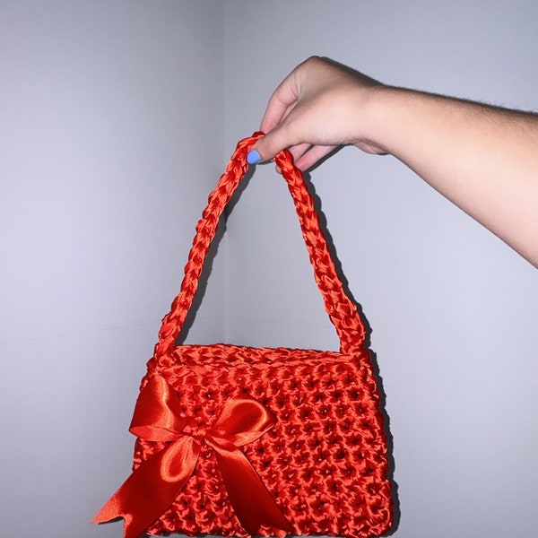 crochet ribbon bag