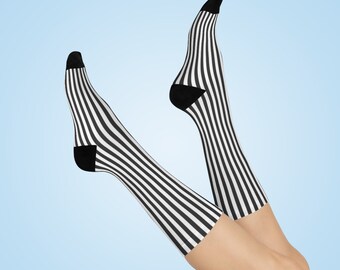 19th century striped socks, striped custom printed Crew Socks,  needle knit premium striped vintage style socks