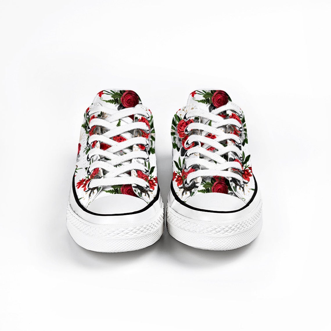 Roses Design Print Low Top Unisex Canvas Sneakers Fashion Lace Etsy UK