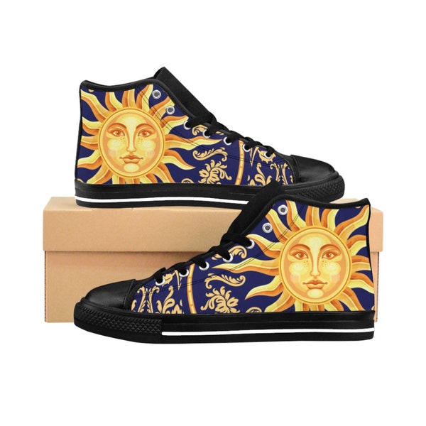 Sun face Rococo celestial baroque Women's High-top Sneakers Rococo shoes custom sneakers womens sneakers