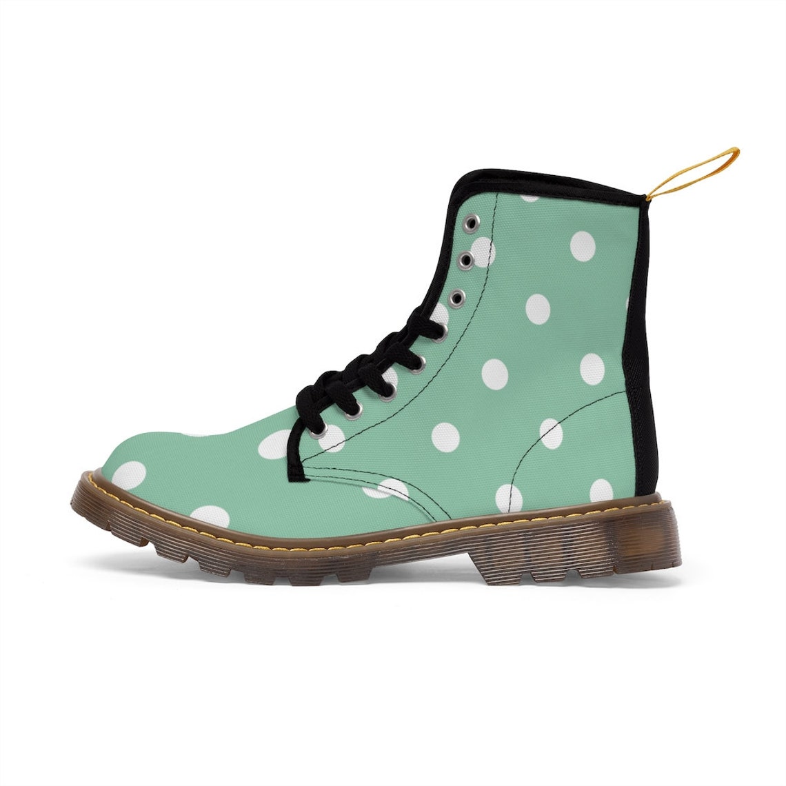 Mint Green Shoes Women's Canvas Boots With White Polka Etsy
