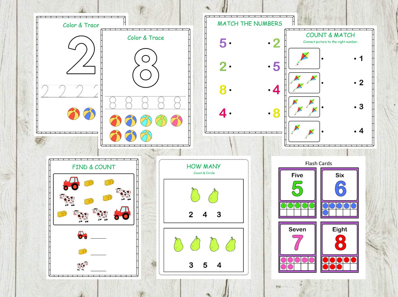 Toddler Workbook, Preschool Worksheet, Printable Bundle, Learning Package Worksheets for Kids ...